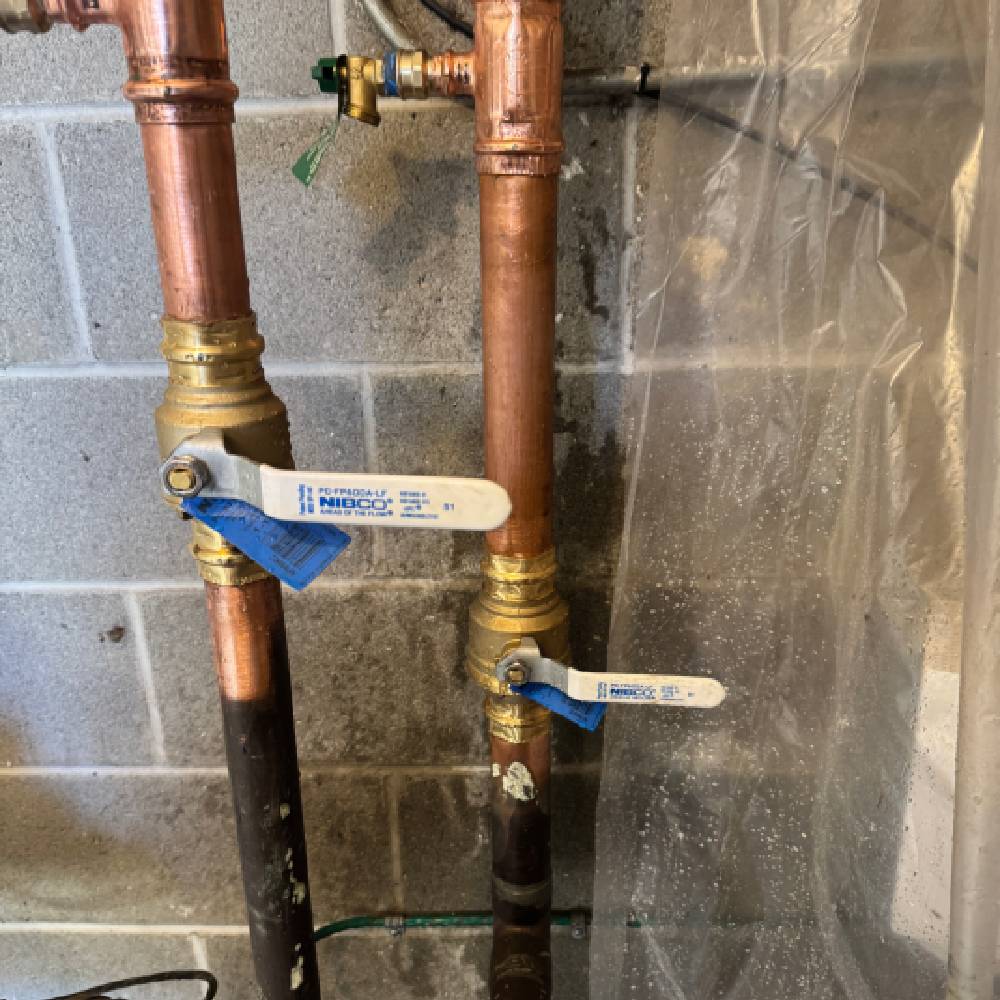 Recently repaired copper water lines.