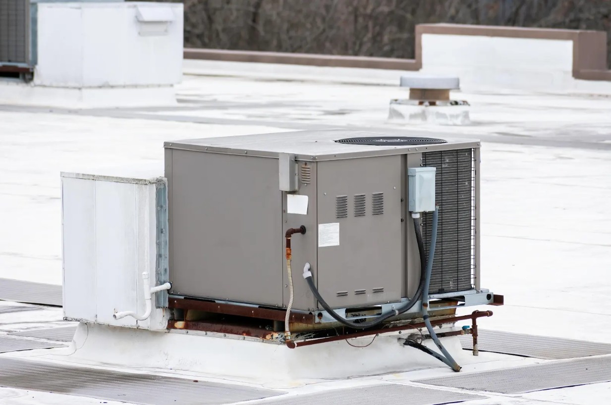 A rooftop HVAC unit