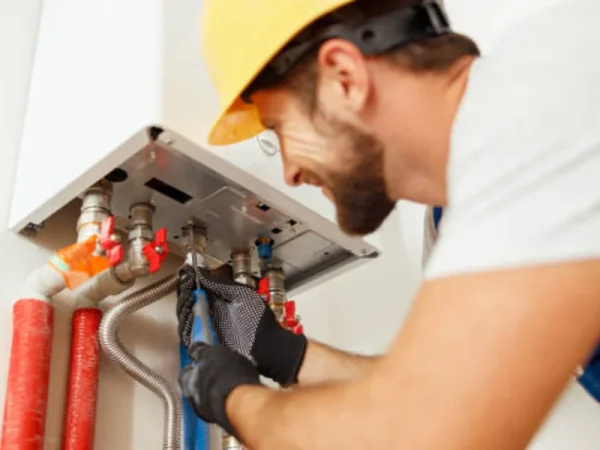 tankless water heater installed outside