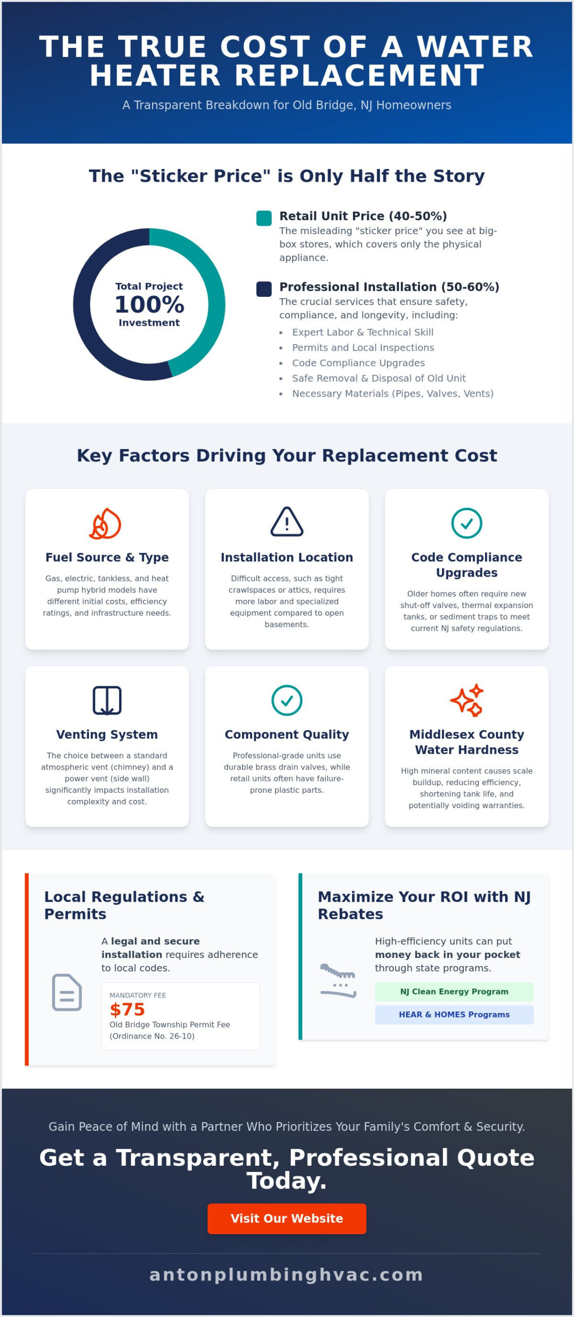 Cost to Replace a Water Heater in Old Bridge, NJ: 2026 Price Guide