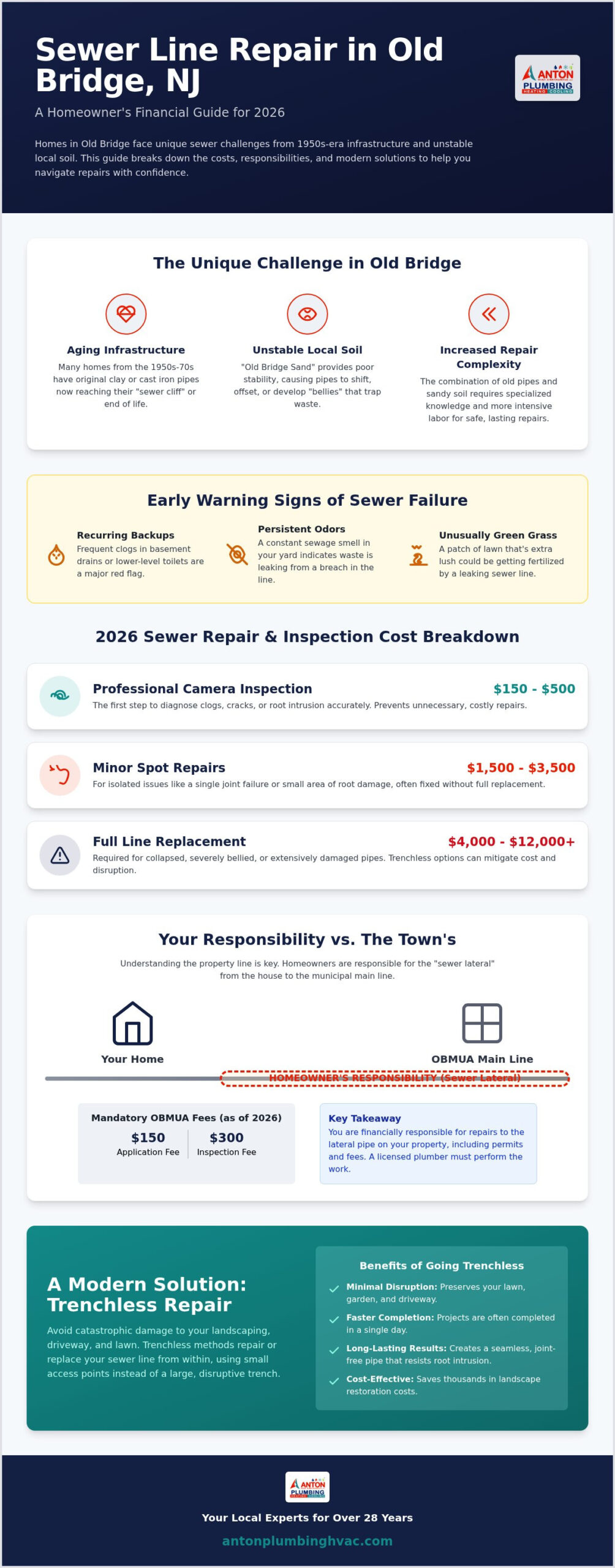Sewer Line Repair & Inspection Cost in Old Bridge, NJ: 2026 Guide