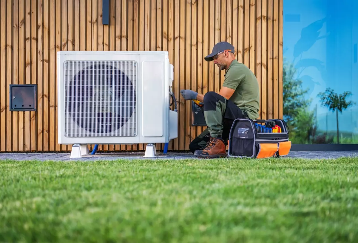 A technician working on a unit.